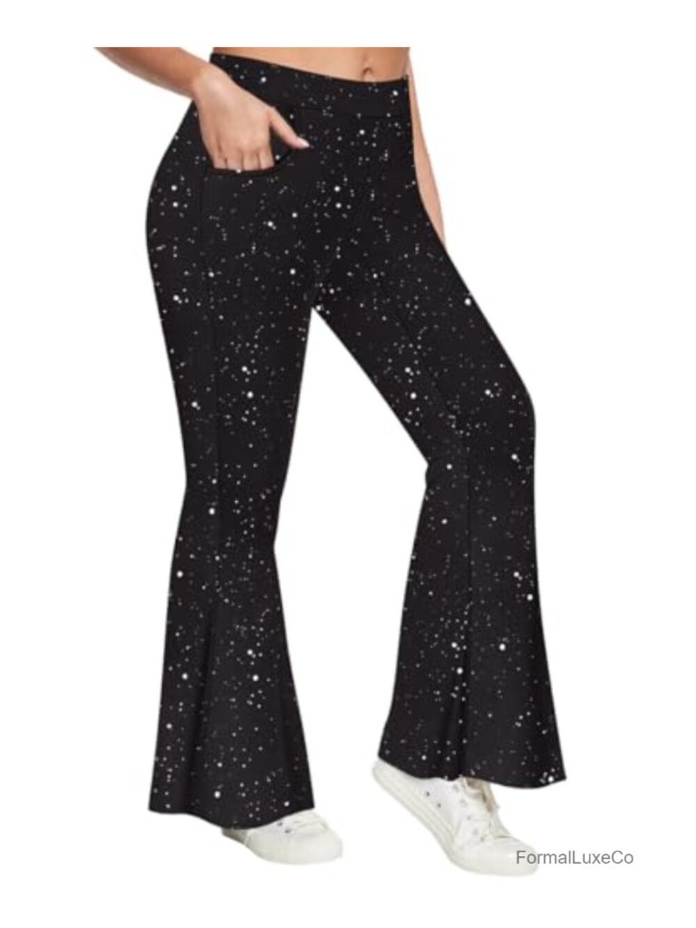 Plus Size Women's Flared Palazzo Pants Boot Cut Tummy Control Stretch